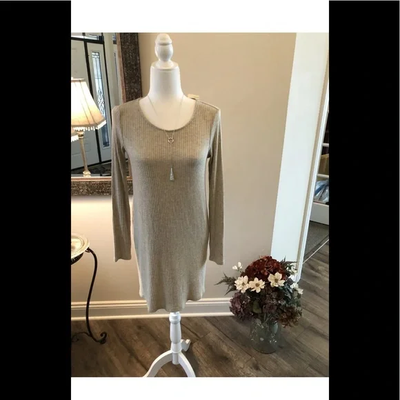 Forever 21 | Dresses | Forever 2 Oatmeal Thin Knit Sweater Shirt Dress Long  Sleeve Size Small Nwts | Poshmark